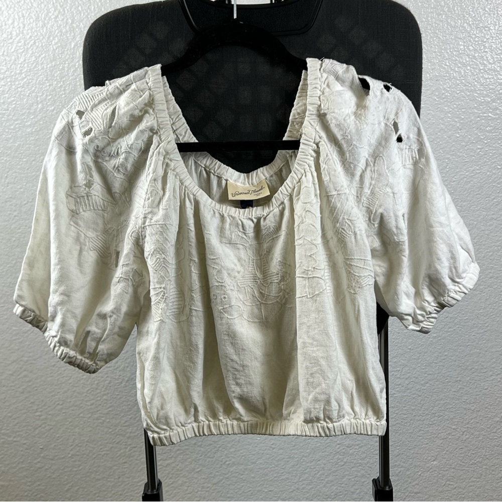 Universal Thread White Embroidered Women's Crop Top Size XS